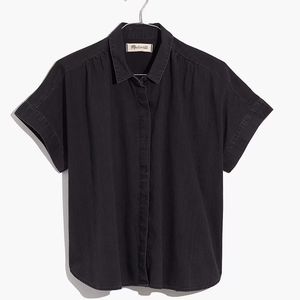 Madewell black denim top blouse medium